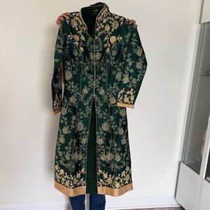 Elegant Green and Gold Embroidered Women's Kurta